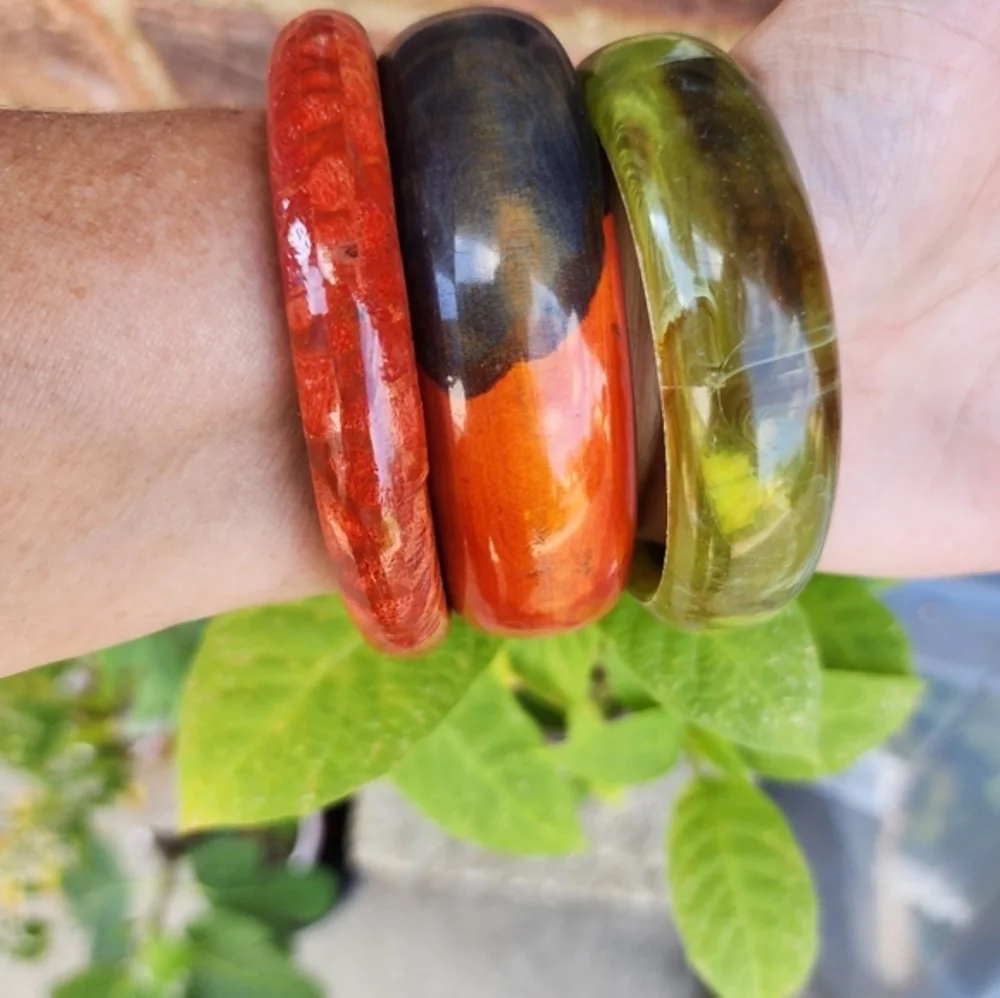 Vintage colorful bangle trio‎ - Picture 3 of 9